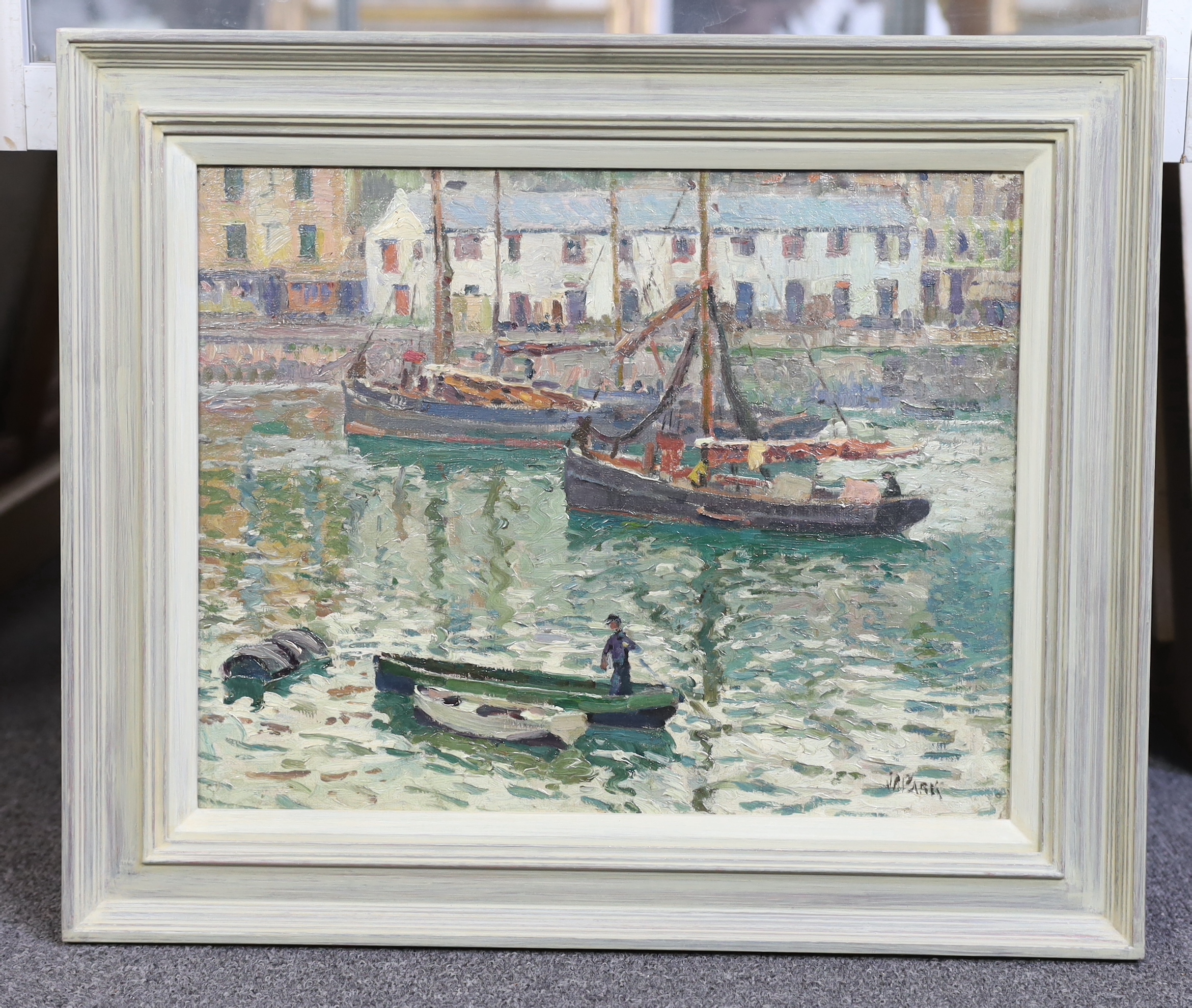 John Anthony Park (English, 1880-1962), West Country harbour scene, oil on canvas board, 31 x 39cm